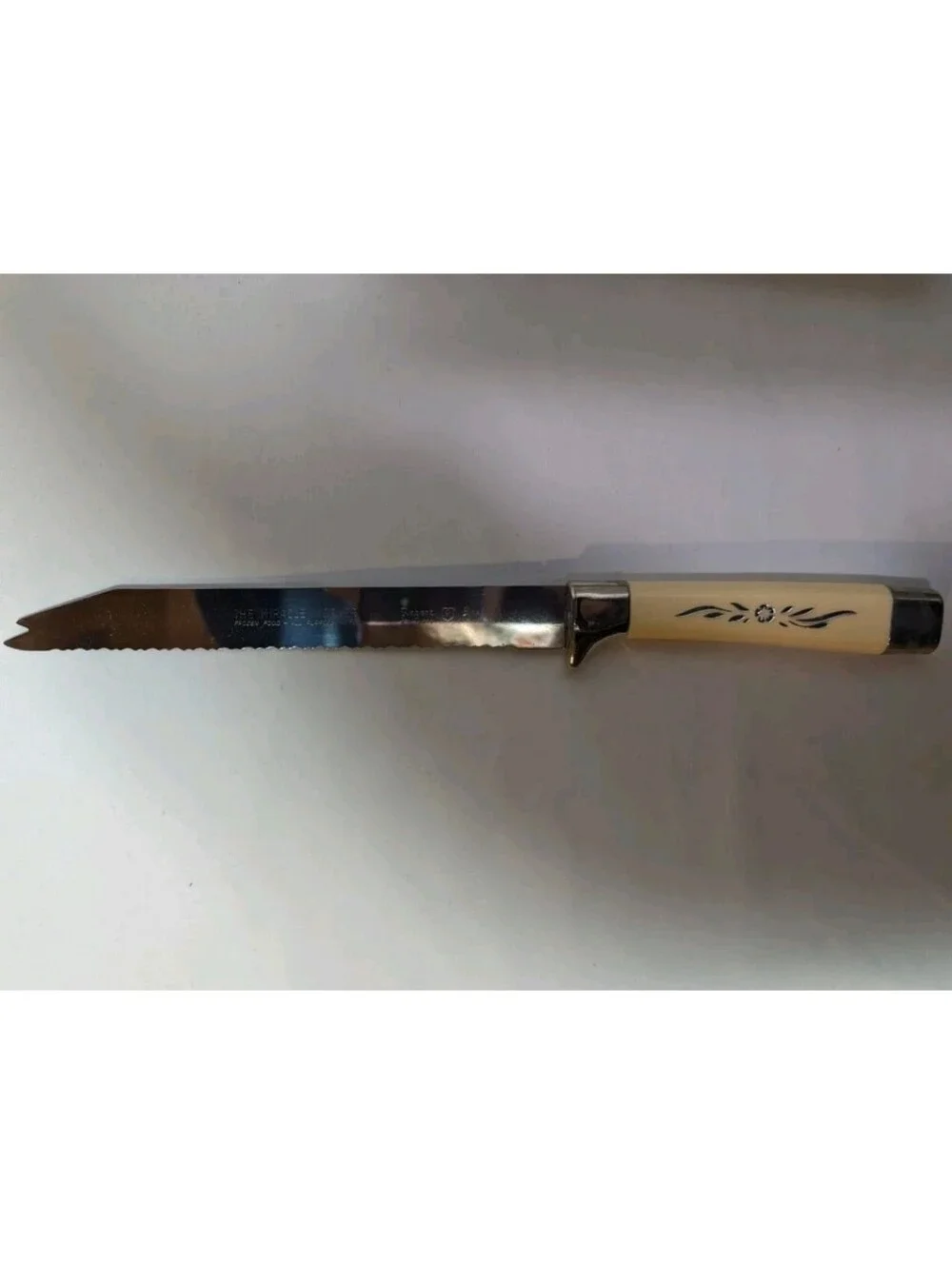 Vintage Regent Sheffield England The Miracle Worker Carving Knife Floral Handle